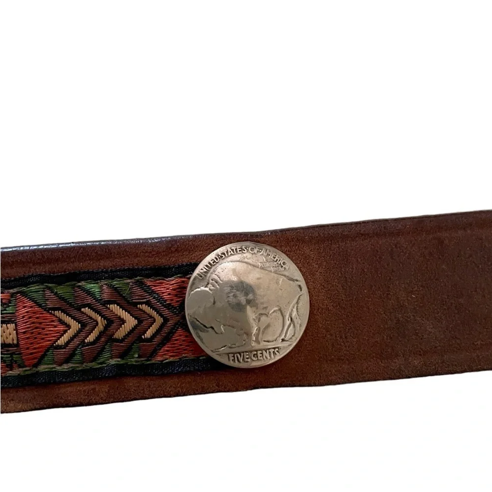 Brighton Leather Buffalo Nickel Belt, Length 42.5”, Buffalo Nickels, Emb…